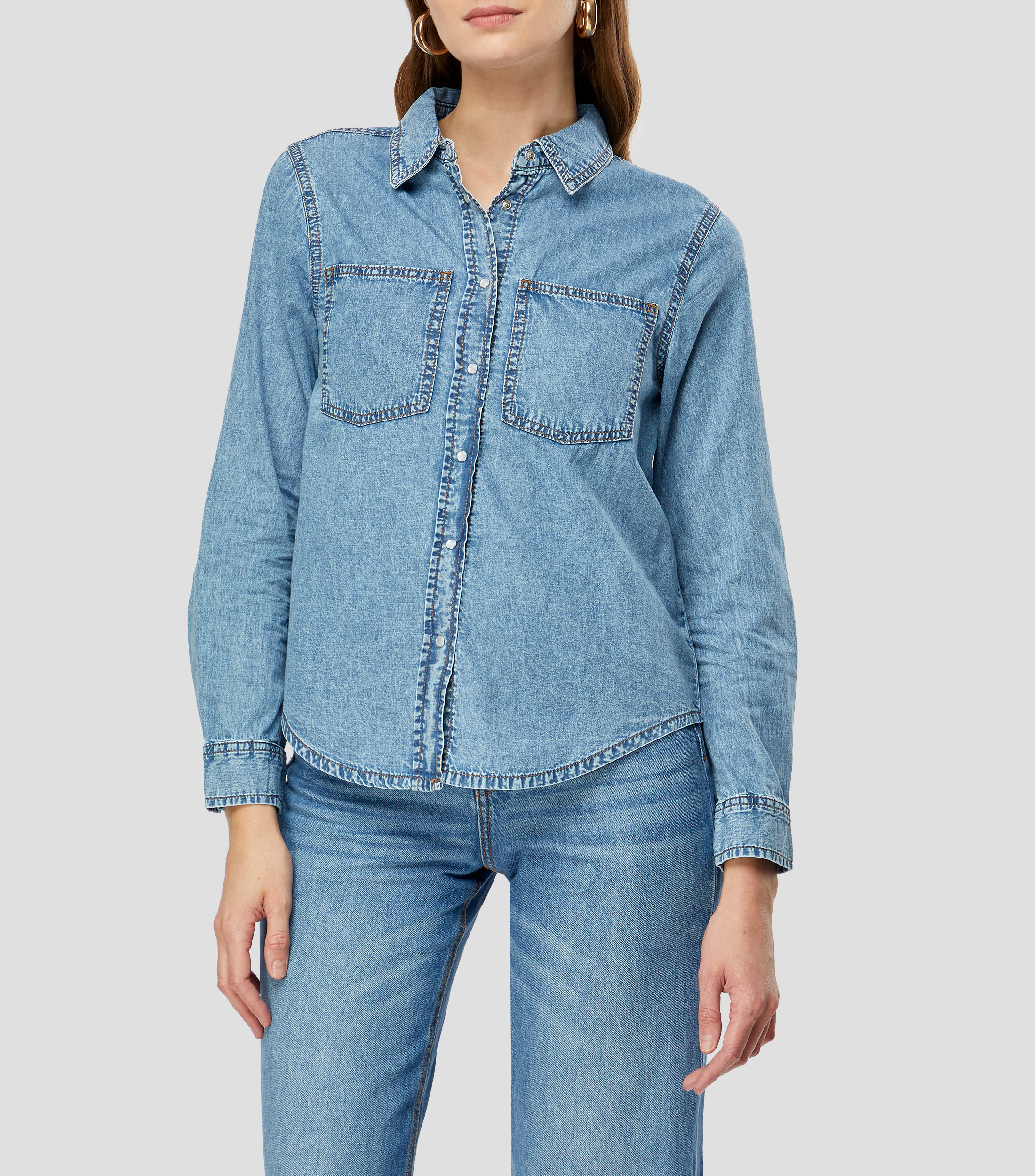 Blusa lisa manga larga Mujer